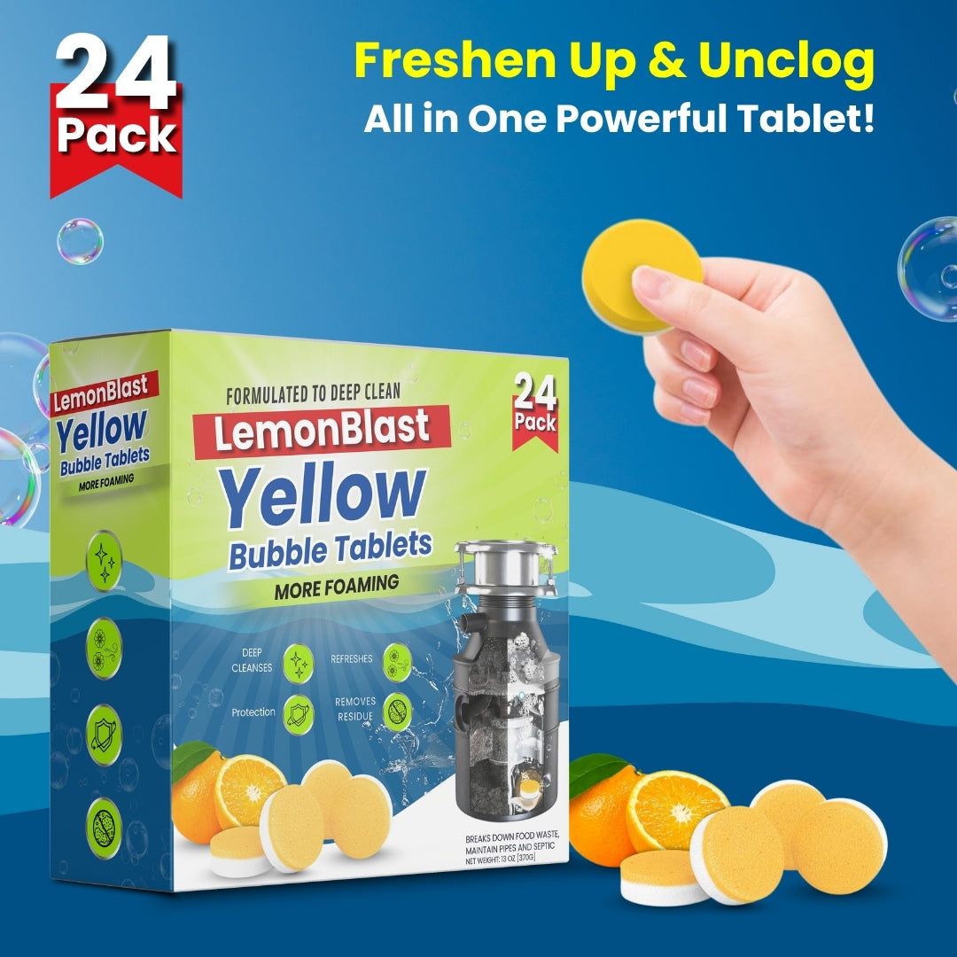 LemonBlast Yellow Bubble Tablets – Odor Eliminator + Blockage Remover BUY 1 GET 1 FREE